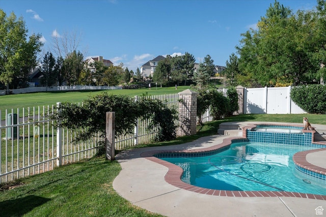 4487 W Tee Box Dr, South Jordan, UT 84009 - view of swimming pool with a pool with connected hot tub