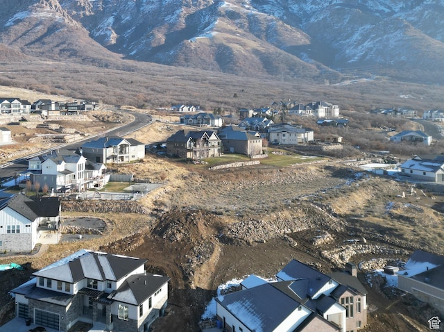 aerial view with a mountain view