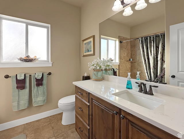 1313 N 250 E, Brigham City, UT 84302 - full bath with toilet, vanity, tile patterned floors, a shower with curtain, and baseboards