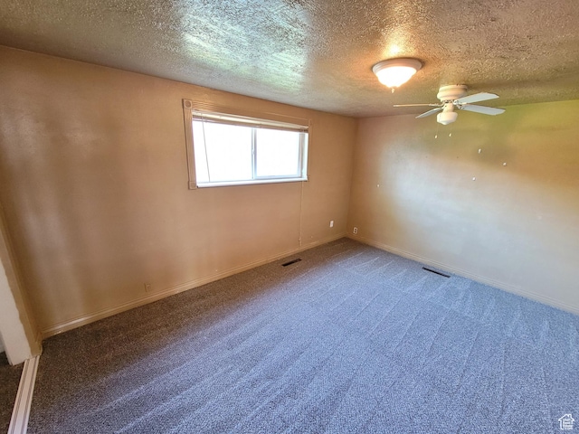 636 E 300 N, American Fork, UT 84003 - spare room featuring ceiling fan, carpet floors, a textured ceiling, and baseboards