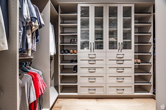 spacious closet featuring light wood-style floors