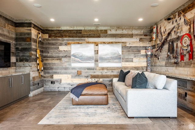 2848 W Deer Pointe Dr, Park City, UT 84060 - sitting room with wooden walls and recessed lighting