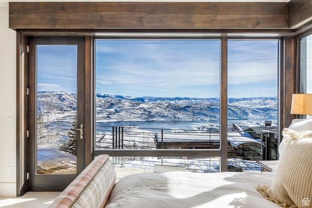 2848 W Deer Pointe Dr, Park City, UT 84060 - bedroom featuring access to exterior and a water and mountain view