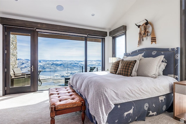 2848 W Deer Pointe Dr, Park City, UT 84060 - bedroom with access to exterior, carpet, and lofted ceiling