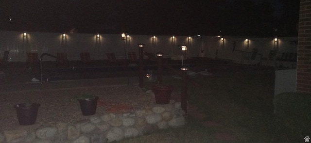view of patio at twilight