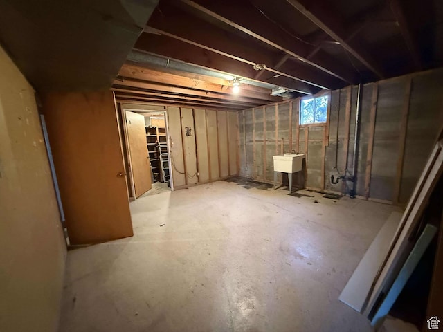 basement with a sink