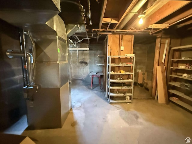 unfinished below grade area with heating unit