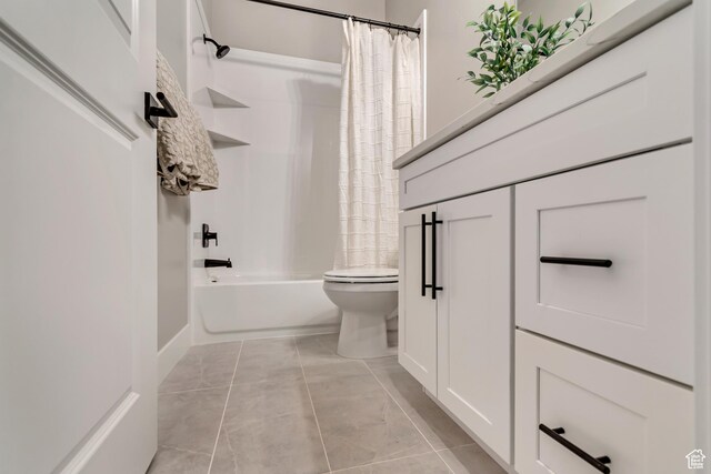 3527 W Haven Aire, South Jordan, UT 84095 - bathroom featuring tile patterned floors, shower / bathtub combination with curtain, and toilet