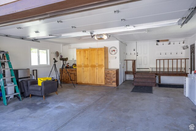garage with a garage door opener