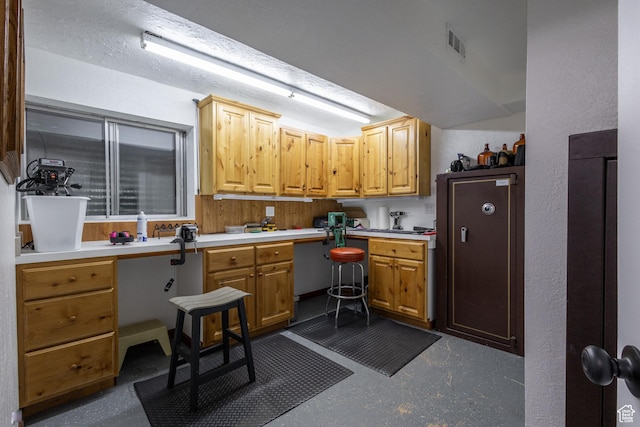 kitchen with built in desk