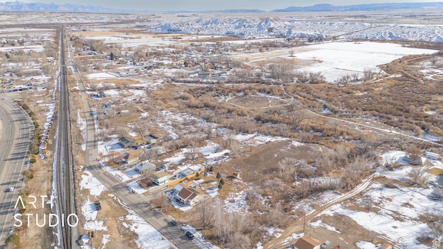 drone / aerial view with a mountain view