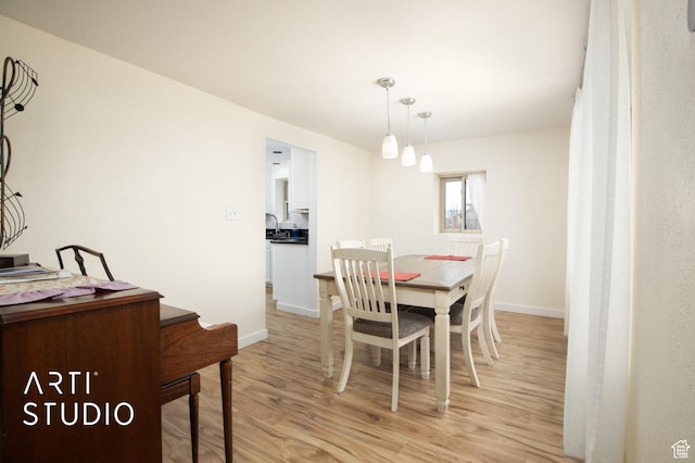 dining room with light hardwood / wood-style flooring