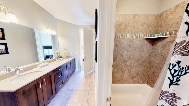 668 W 0470 N, Moab, UT 84532 - bathroom featuring tile patterned floors, vanity, and shower / tub combo with curtain