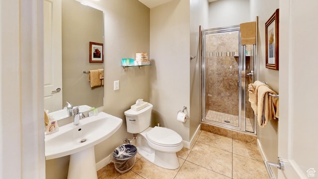 668 W 0470 N, Moab, UT 84532 - bathroom with sink, tile patterned flooring, a shower with door, and toilet