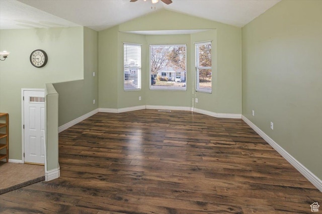 106 N 100 E, Brigham City, UT 84302 - unfurnished room with wood finished floors, a ceiling fan, and lofted ceiling