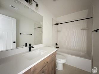 308 E Prestwick Ln, Stansbury Park, UT 84074 - full bathroom with toilet, washtub / shower combination, and vanity