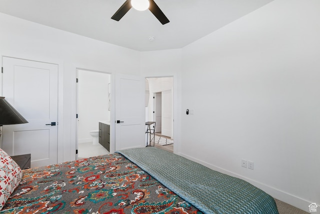 1823 W 180 N Street N, Hurricane, UT 84737 - bedroom with ceiling fan, ensuite bathroom, and light carpet