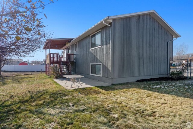 12875 S Aspen Cir, Riverton, UT 84065 - view of side of home featuring stairs, a patio, and a deck