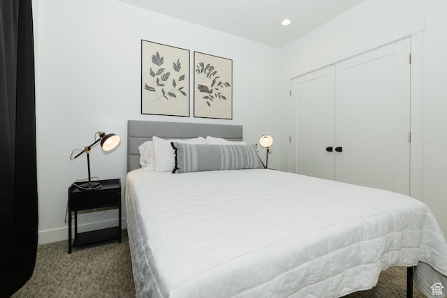 470 Lotus Dr Unit 149, Fish Haven, ID 83287 - bedroom with carpet floors, baseboards, a closet, and recessed lighting