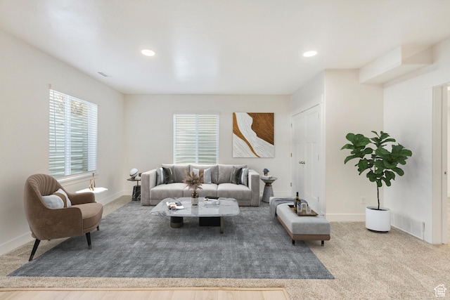 living room featuring carpet flooring
