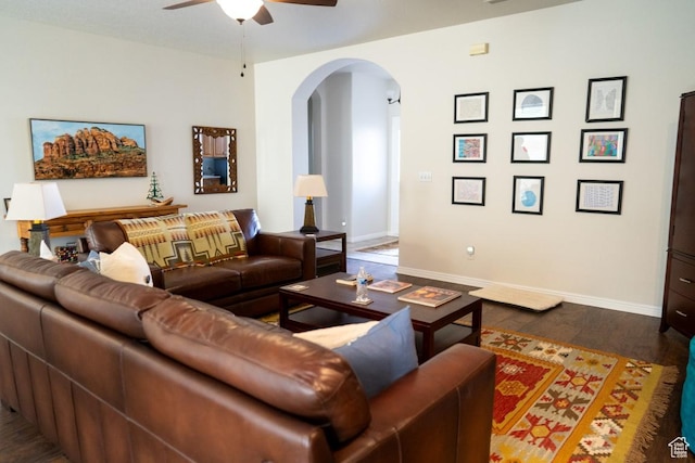 715 Lobo Ln, Washington, UT 84780 - living room featuring dark hardwood / wood-style floors and ceiling fan
