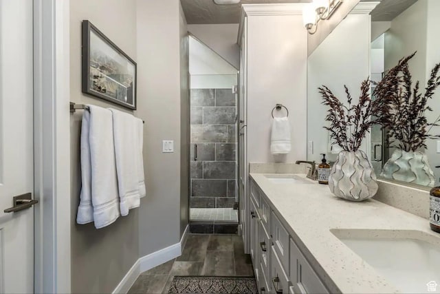 355 N 2020 W, Hurricane, UT 84737 - bathroom with tile patterned floors, vanity, and a shower with shower door