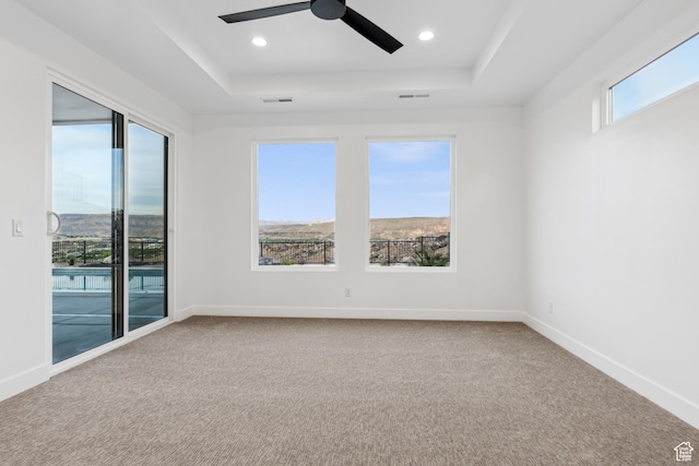 741 S 1800 W, Hurricane, UT 84737 - carpeted spare room with baseboards, visible vents, a raised ceiling, and ceiling fan