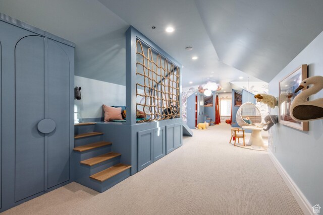 1515 E Bluff Point Dr, Draper, UT 84020 - hall with carpet and lofted ceiling