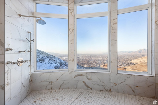 1515 E Bluff Point Dr, Draper, UT 84020 - bathroom with a mountain view and a tile shower