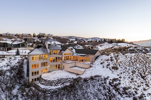 1515 E Bluff Point Dr, Draper, UT 84020 - snowy aerial view featuring a mountain view