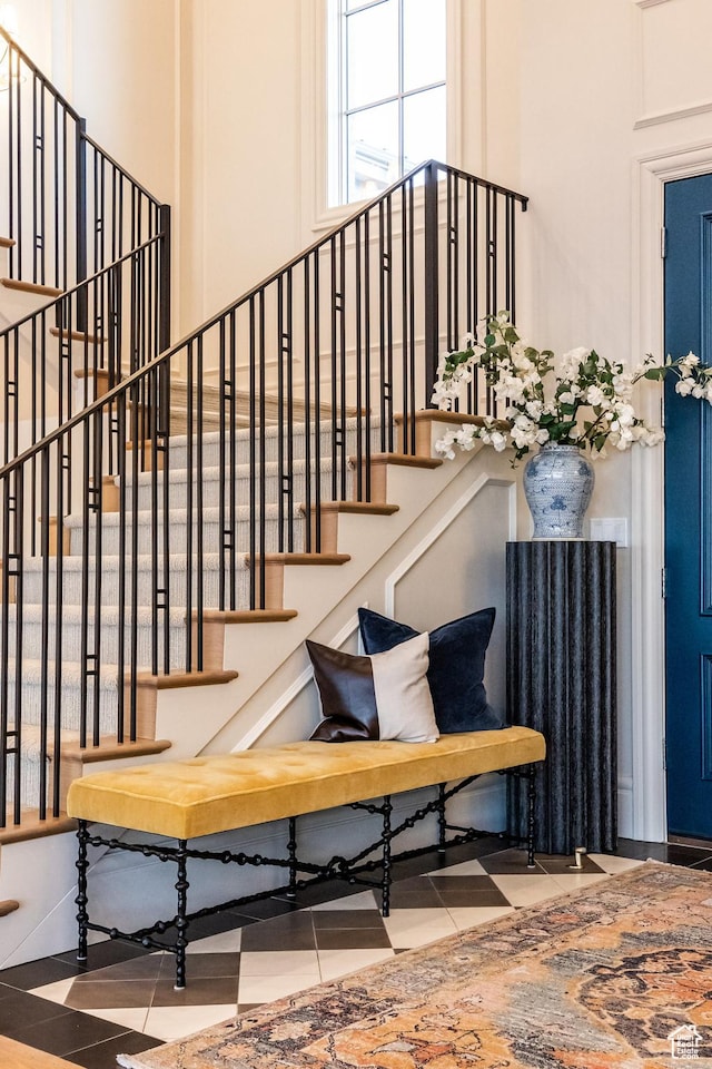1515 E Bluff Point Dr, Draper, UT 84020 - staircase featuring a towering ceiling