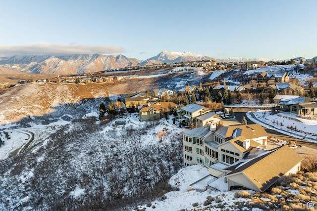 1515 E Bluff Point Dr, Draper, UT 84020 - snowy aerial view featuring a residential view and a mountain view