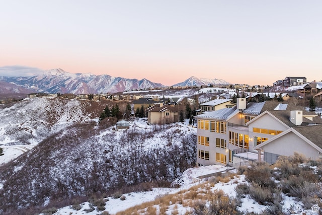 1515 E Bluff Point Dr, Draper, UT 84020 - snowy aerial view featuring a mountain view