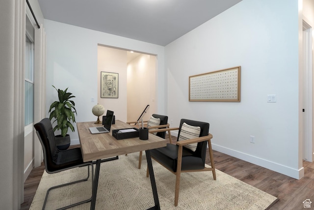 office featuring hardwood / wood-style flooring