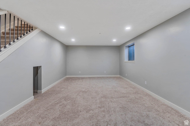 1383 N 1220 W, Provo, UT 84604 - below grade area featuring carpet floors, baseboards, recessed lighting, and stairway