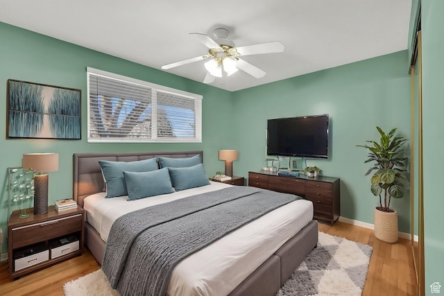 967 E 2800 N, North Ogden, UT 84414 - bedroom with a ceiling fan, light wood-style flooring, and baseboards
