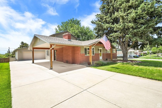 967 E 2800 N, North Ogden, UT 84414 - ranch-style home featuring brick siding, a front lawn, concrete driveway, and a shingled roof