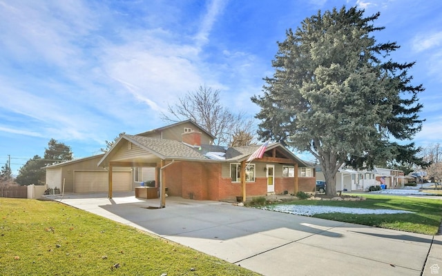 967 E 2800 N, North Ogden, UT 84414 - view of front of house featuring a front lawn, fence, a garage, and concrete driveway