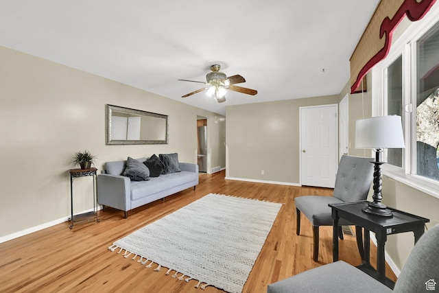 967 E 2800 N, North Ogden, UT 84414 - living room with baseboards, wood finished floors, and ceiling fan