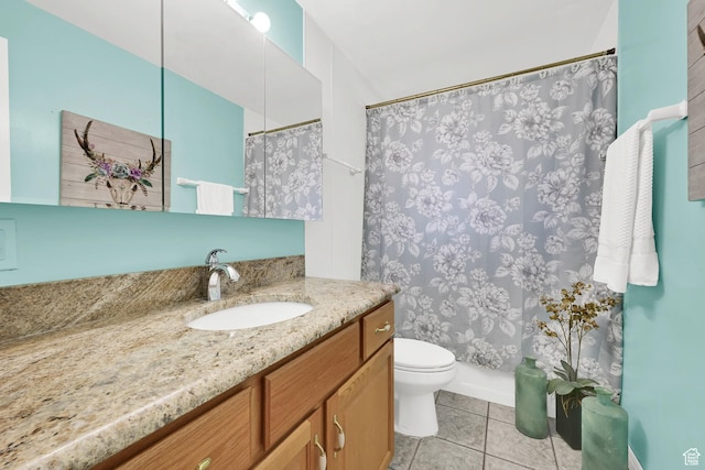967 E 2800 N, North Ogden, UT 84414 - bathroom featuring curtained shower, toilet, tile patterned floors, and vanity