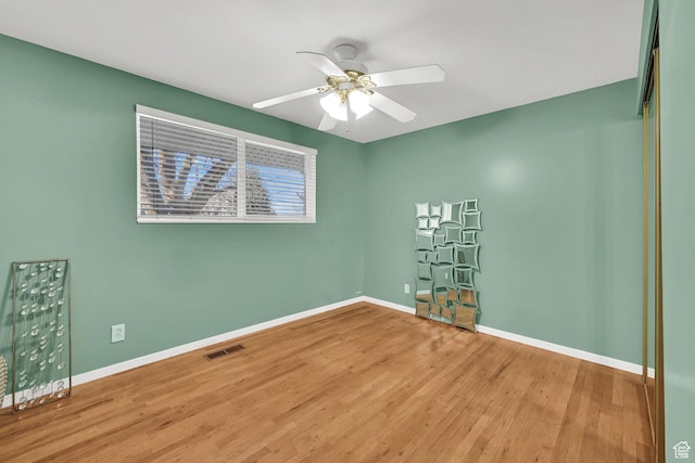 967 E 2800 N, North Ogden, UT 84414 - spare room featuring baseboards, visible vents, a ceiling fan, and wood finished floors