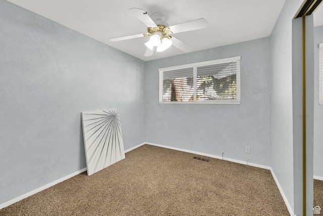 967 E 2800 N, North Ogden, UT 84414 - empty room with baseboards, ceiling fan, visible vents, and carpet floors