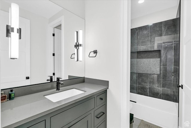 4009 S 2420 E, St George, UT 84790 - bathroom featuring vanity, bathing tub / shower combination, and recessed lighting