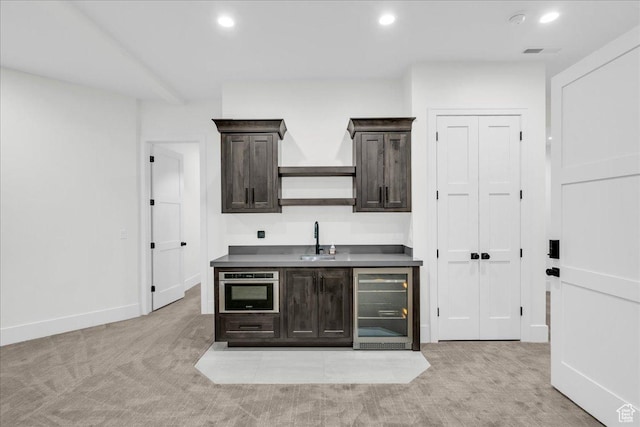 4009 S 2420 E, St George, UT 84790 - bar featuring beverage cooler, light carpet, and recessed lighting