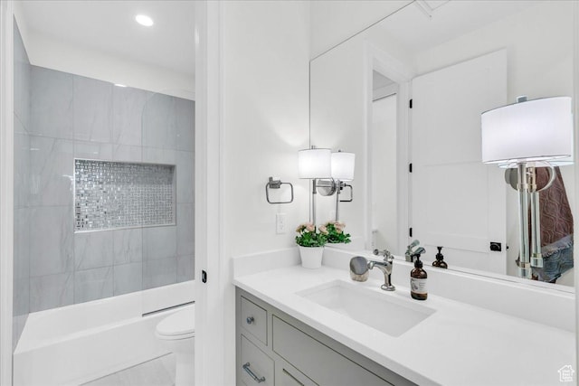 4009 S 2420 E, St George, UT 84790 - full bath featuring vanity, bathtub / shower combination, and recessed lighting