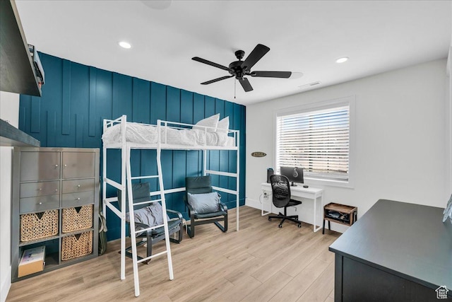 4009 S 2420 E, St George, UT 84790 - bedroom featuring light wood-type flooring, a desk, recessed lighting, and ceiling fan