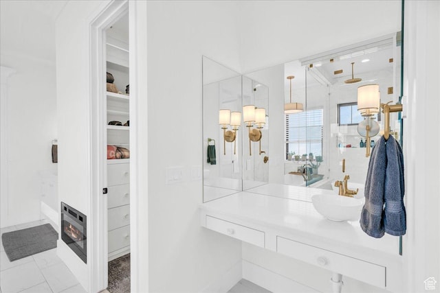 4009 S 2420 E, St George, UT 84790 - full bathroom with a spacious closet, walk in shower, vanity, and marble finish floors