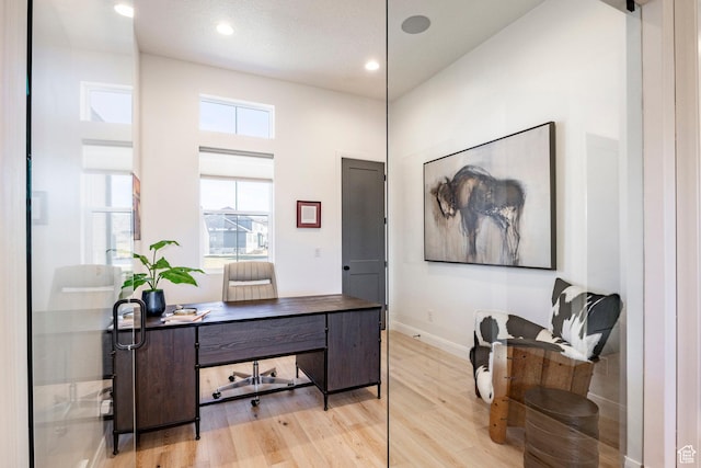 office area featuring hardwood / wood-style floors