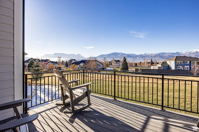 deck featuring a mountain view