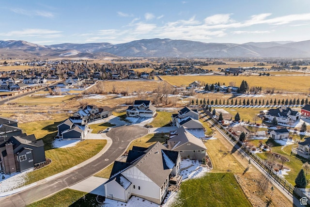 drone / aerial view with a mountain view